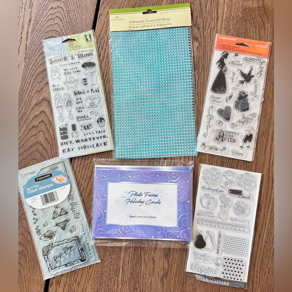 BUNDLE Crafting Stamp, Photo Frame Cards, Adhesive Diamond Wrap
